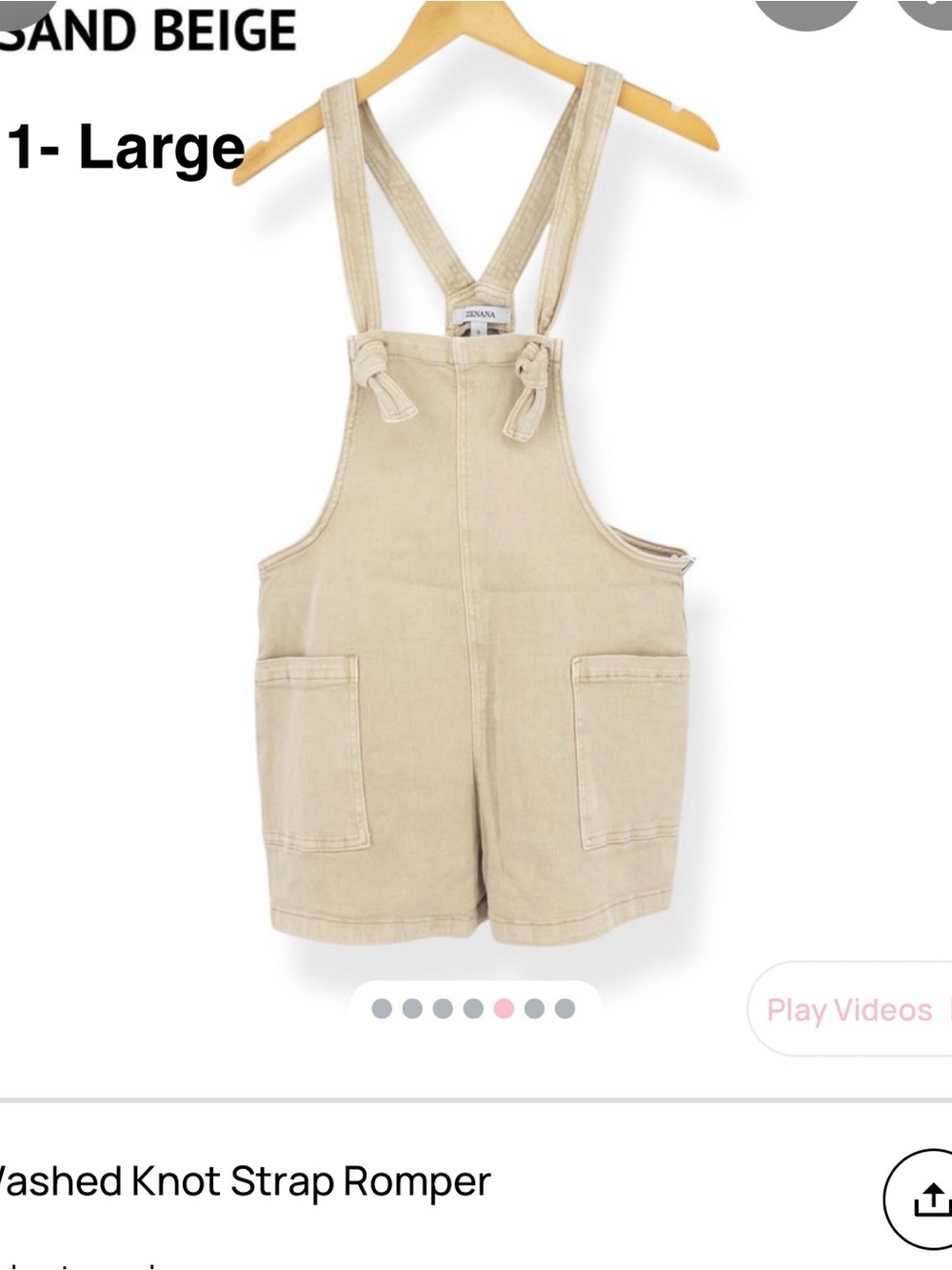 Zenana ladies Washed Knot Strap Romper -